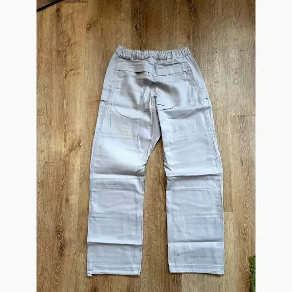 Hidden NY Tech Cargo Denim Pants Light Grey Tonal Logo Size S NWT 
